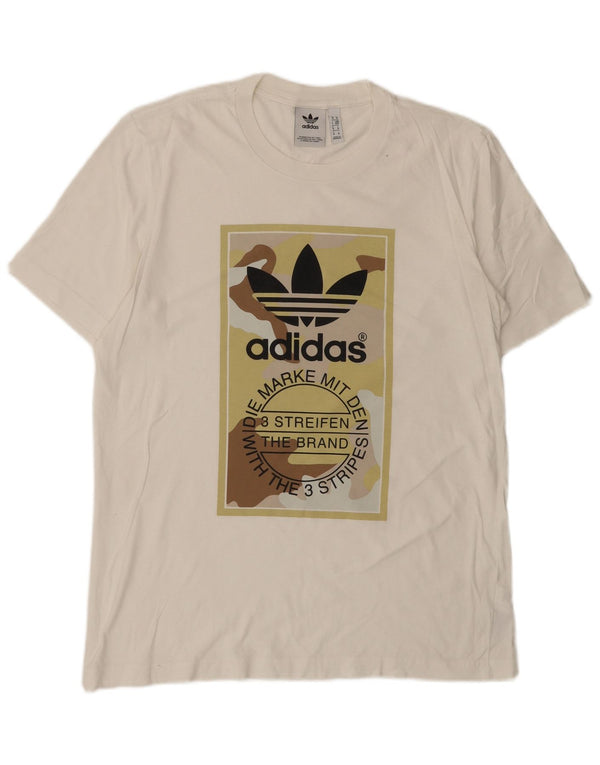 Adidas Mens Graphic T-Shirt Top Medium White Cotton