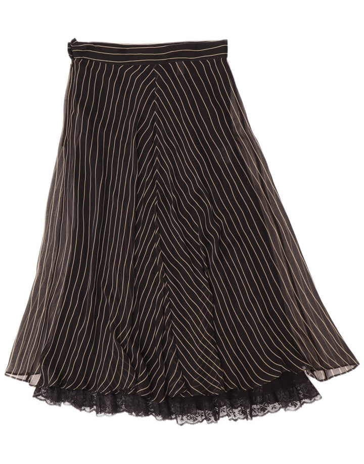 Damska spódnica w kształcie litery A Alberta Ferretti UK 12 Medium W28 Czarny jedwab w paski