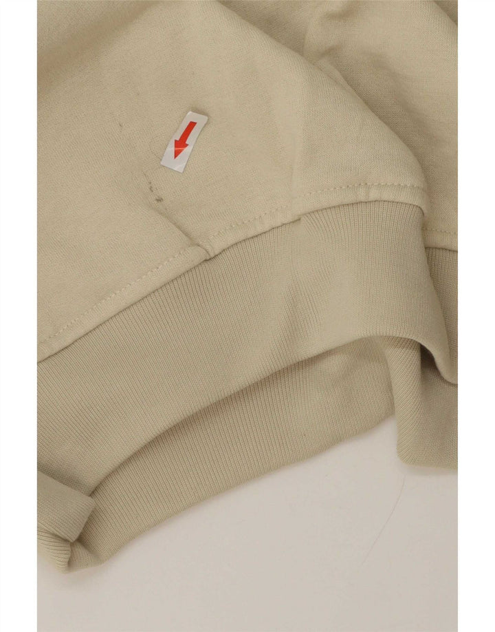 Vintage męska bluza polo z dekoltem w serek, średnia beżowa bawełna