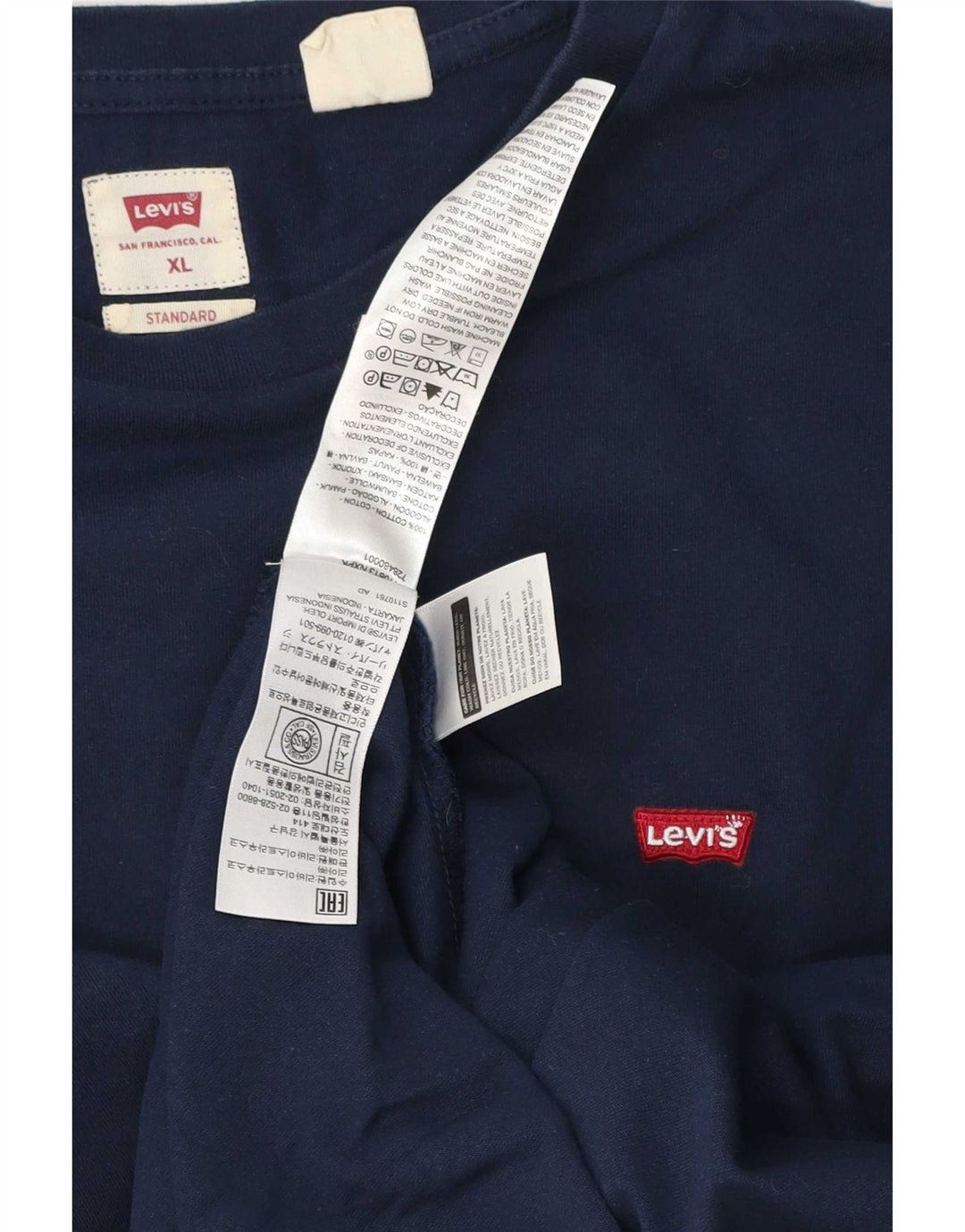 Levi's Męski standardowy top z długim rękawem XL, granatowy, bawełniany