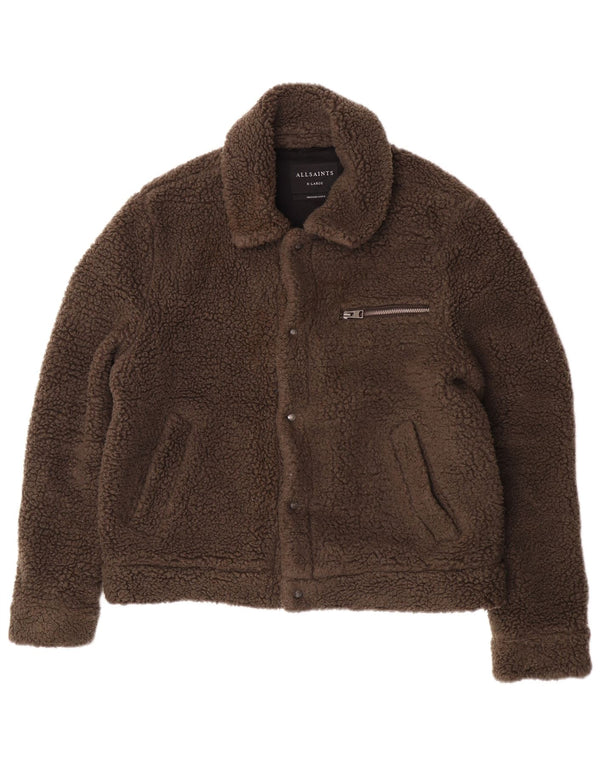 Męska kurtka polarowa bomber All Saints UK 42 XL, brązowa, akrylowa