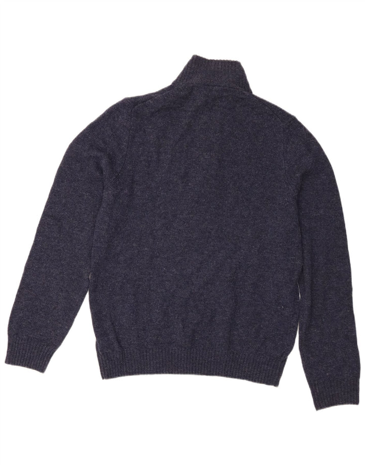 Marks & Spencer Męski sweter z zamkiem błyskawicznym, średni granat, wełna owcza