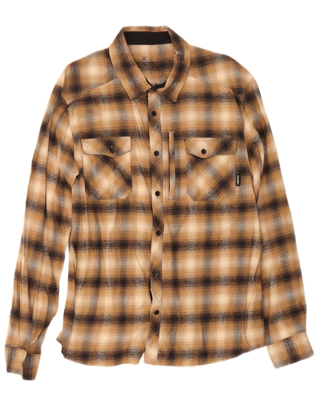 Męska koszula flanelowa Montura XL, brązowa, bawełniana w kratę