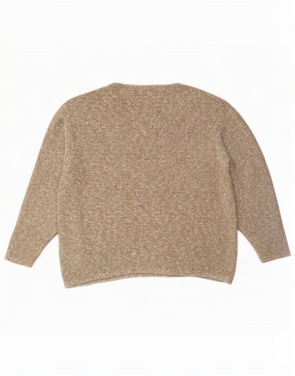 Marks & Spencer Damski sweter z dekoltem w łódkę, UK 16, duży, beżowy, nakrapiany