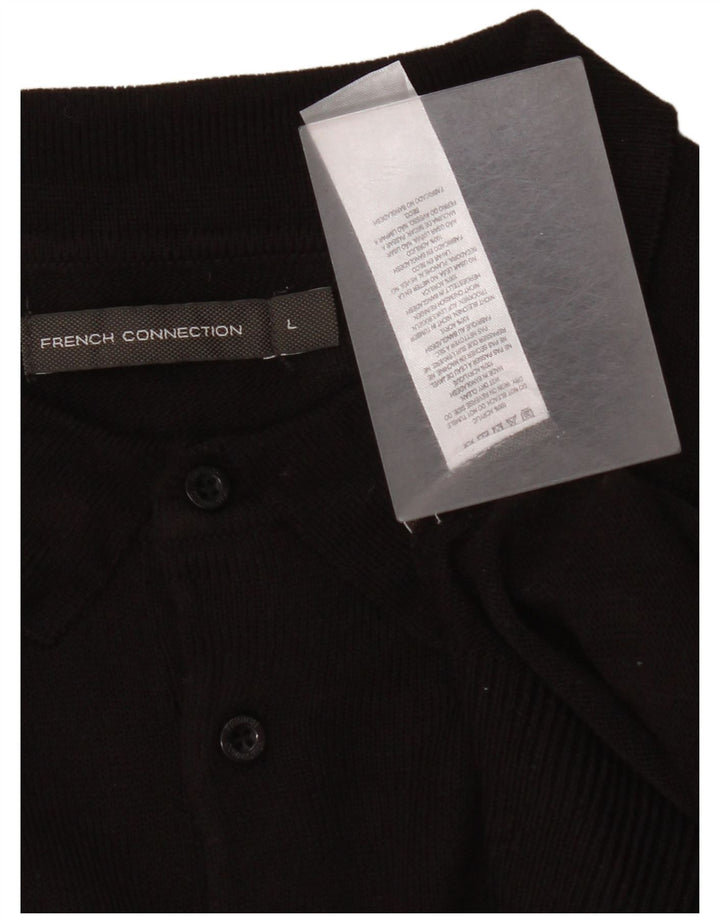 Męski sweter polo French Connection, duży, czarny akryl