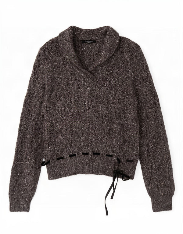 Damski sweter Max Mara Weekend z szalowym dekoltem UK 18 XL Szary nakrapiany