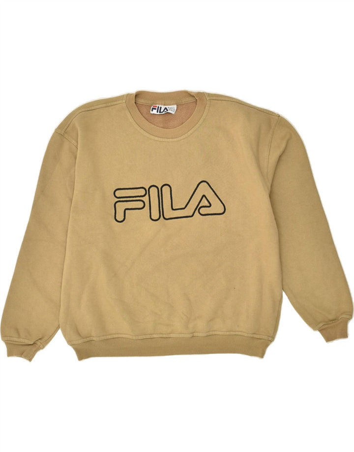 FILA Boys Oversized Graphic Sweatshirt Jumper 11-12 Years Large Beige | Vintage Fila | Thrift | Second-Hand Fila | Used Clothing | Messina Hembry 