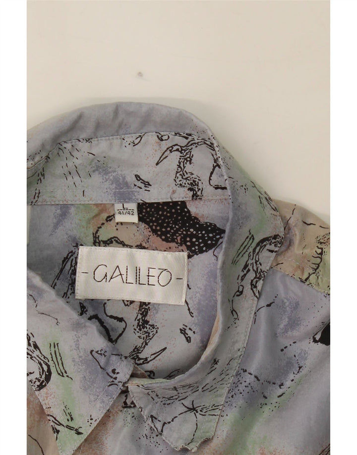 GALILEO Mens Abstract Pattern Shirt Size 41/42 Large Blue Vintage Galileo and Second-Hand Galileo from Messina Hembry 