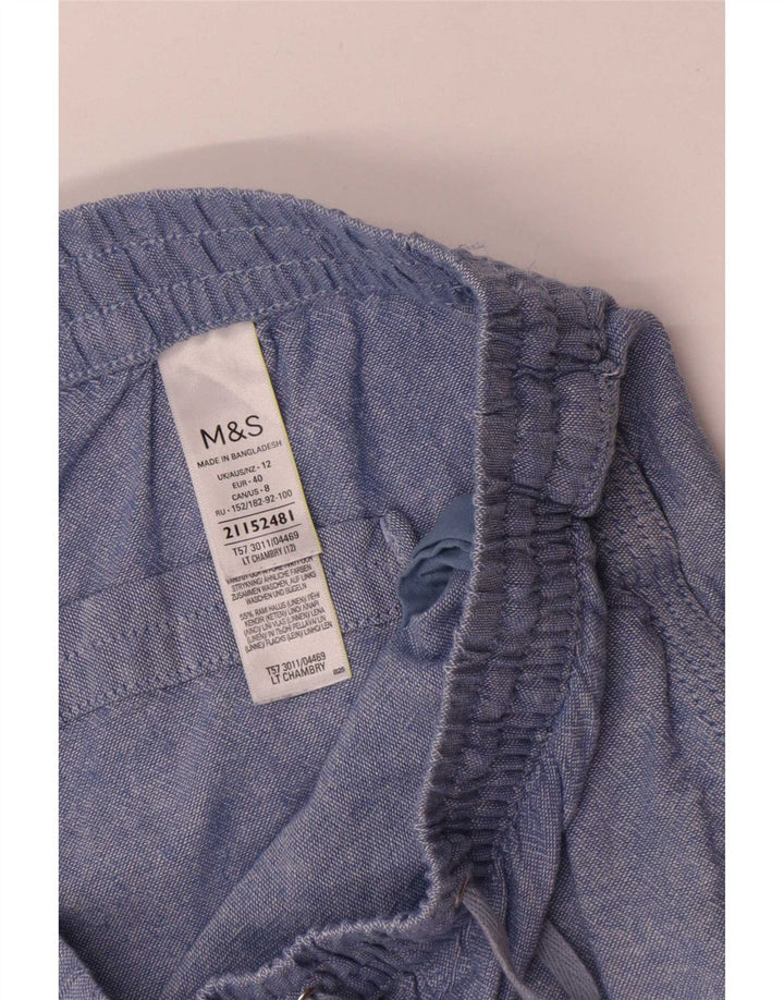 Damskie szorty Marks & Spencer UK 12 Medium W30 Niebieskie lniane
