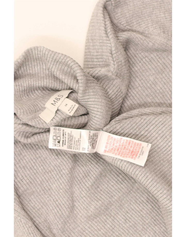 Marks & Spencer Damski sweter z golfem UK 14 Średnioszary wiskoza