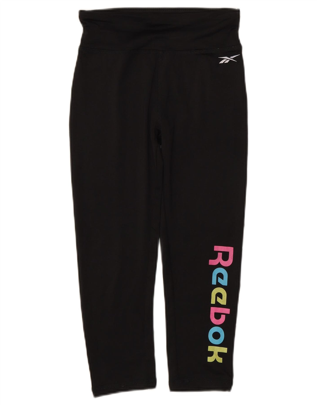 Dziewczęce legginsy Reebok Capri z grafiką 10-11 lat, czarny poliester