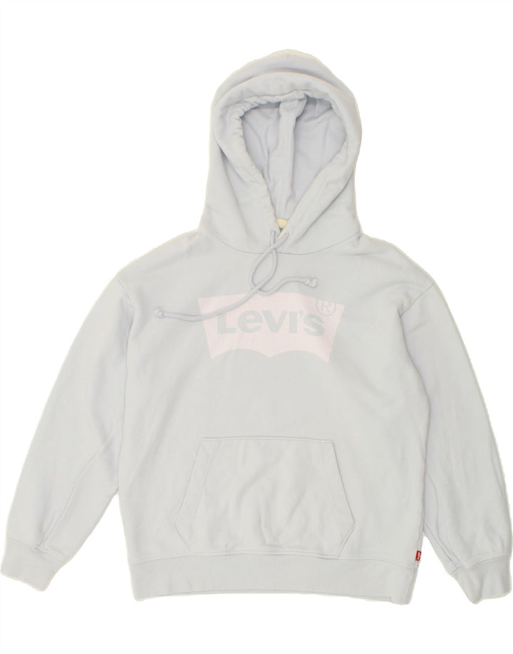 LEVI'S Womens Graphic Hoodie Jumper UK 14 Medium Blue Cotton Vintage Levi's and Second-Hand Levi's from Messina Hembry 