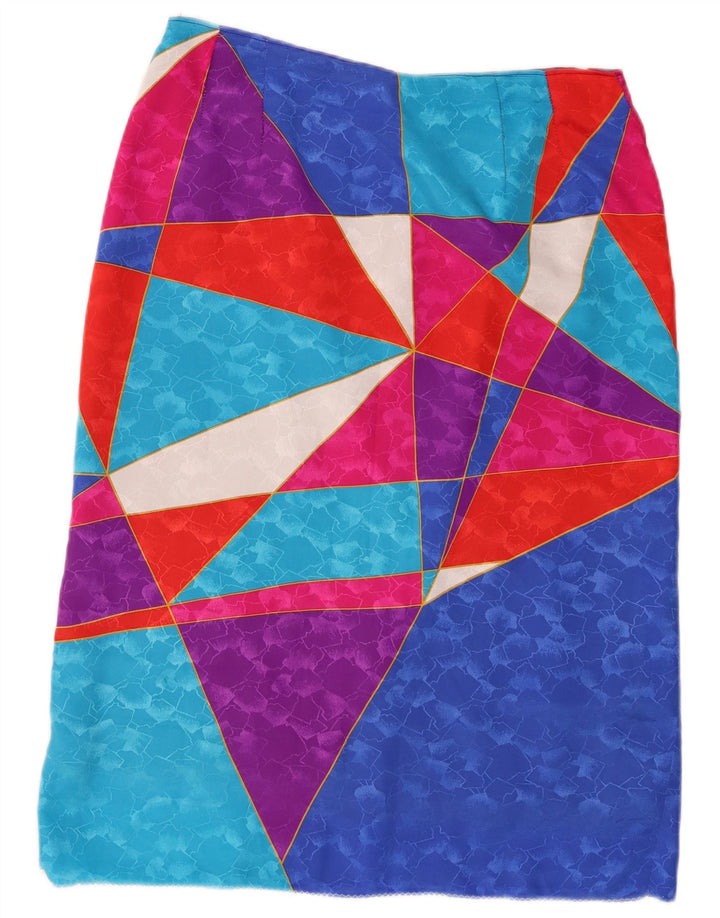 Vintage damska prosta spódnica W30 Średnia wielokolorowa geometryczna