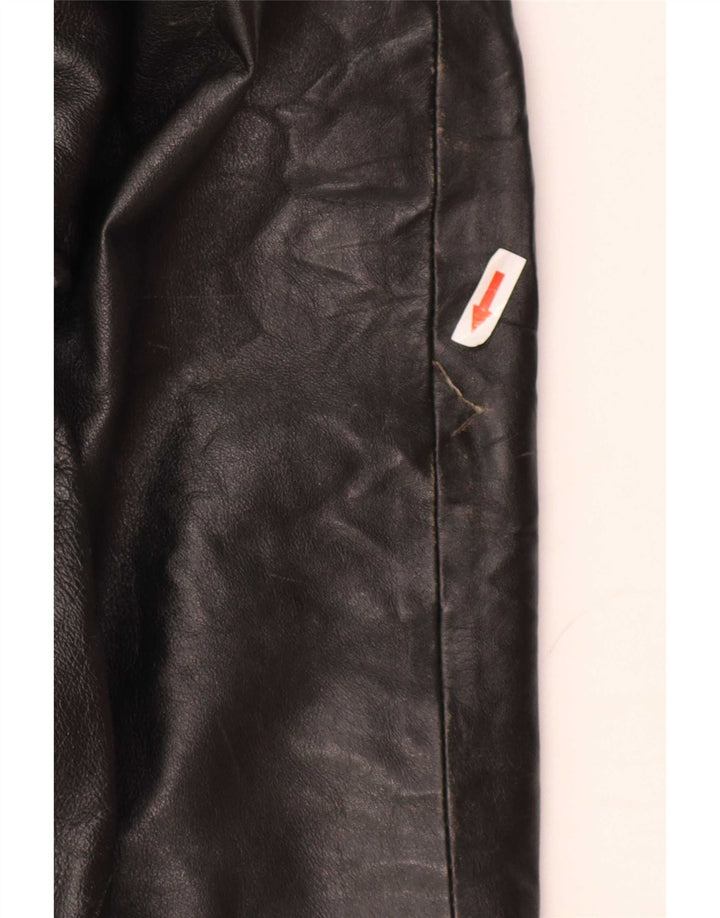 Vintage damska kurtka skórzana oversize z kapturem IT 44 Medium Black