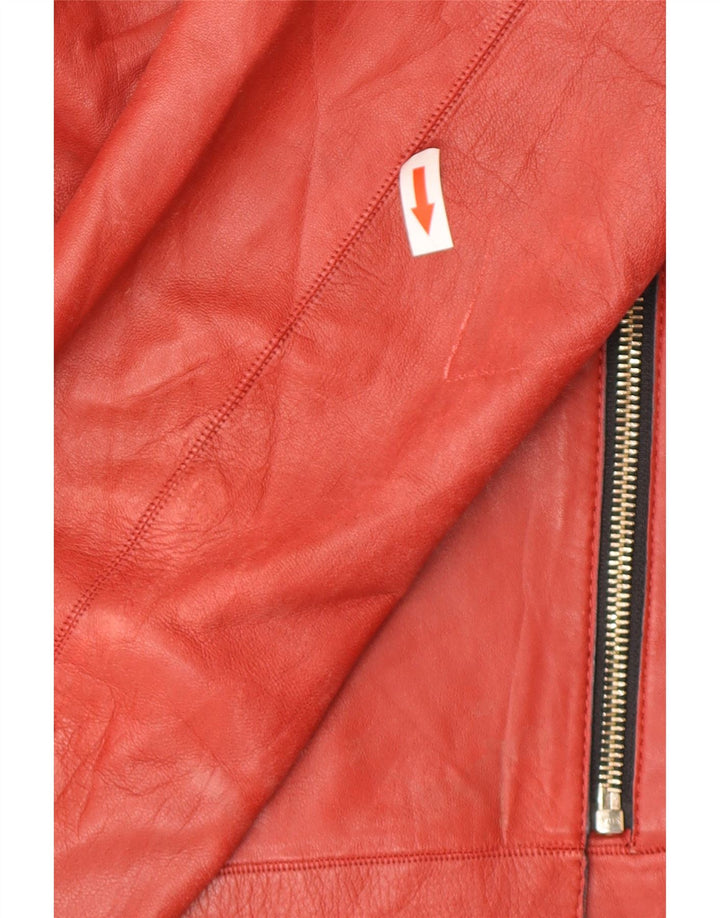 Męska skórzana kurtka motocyklowa Massimo Dutti UK 36, mała, czerwona skóra