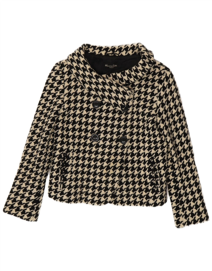 Krótki płaszcz damski Massimo Dutti, UK 10, mała, czarna pepitka, wełniana