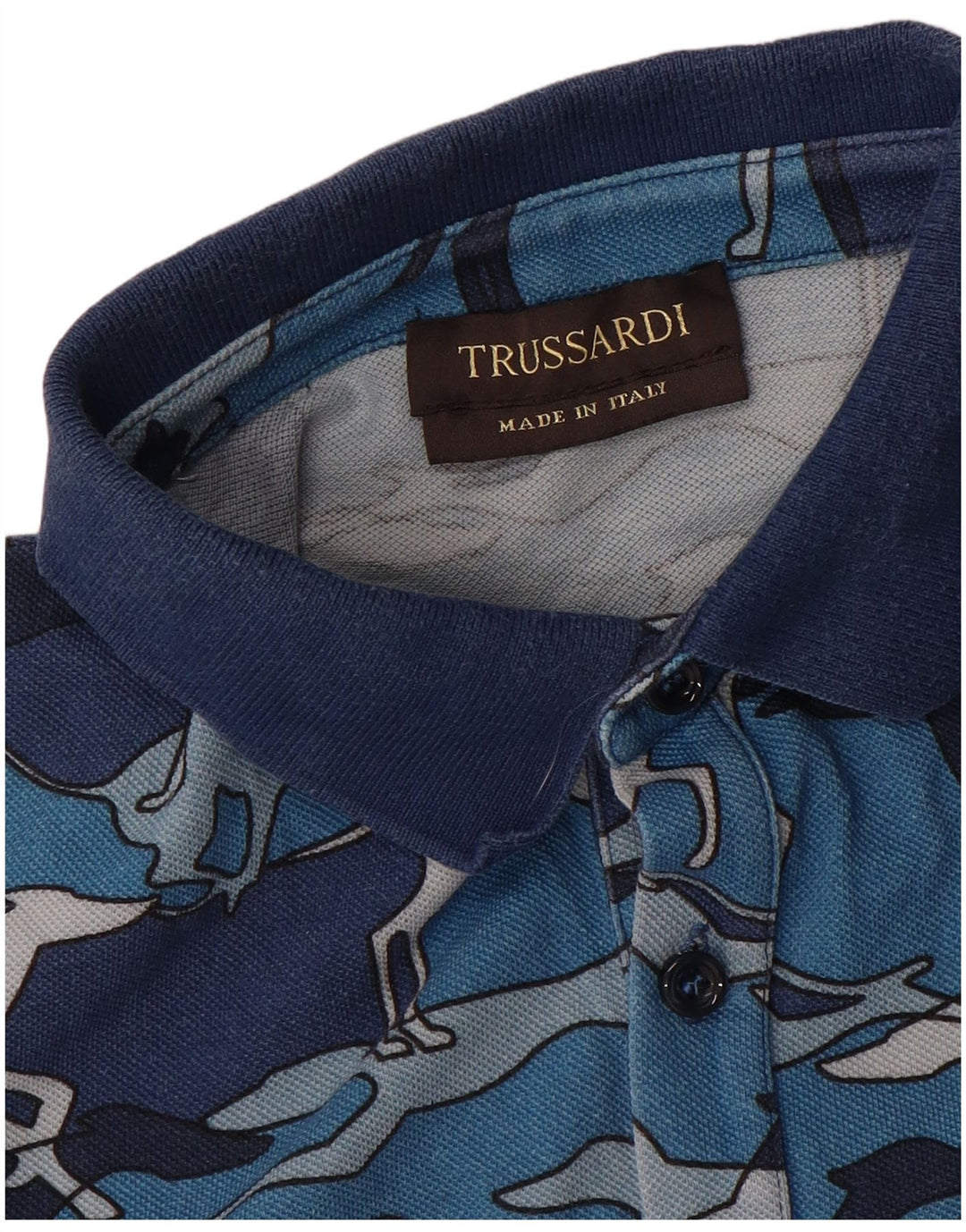 Męska koszulka polo TRUSSARDI w kolorze średnioniebieskim ze zwierzęcym nadrukiem