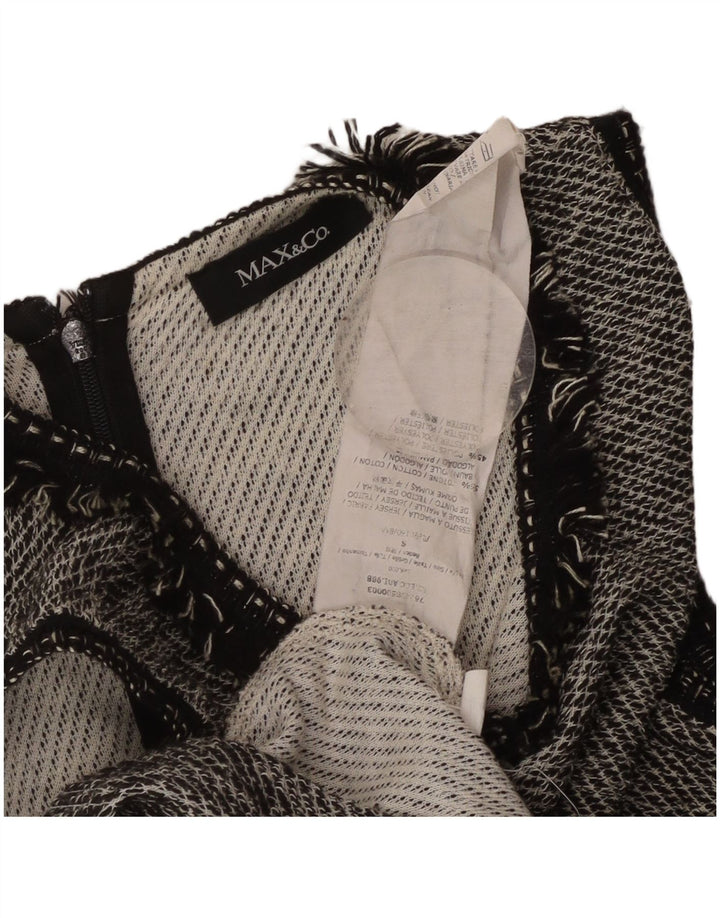 MAX & CO. Damska sukienka o linii A bez rękawów UK 8, mała, czarna, bawełniana