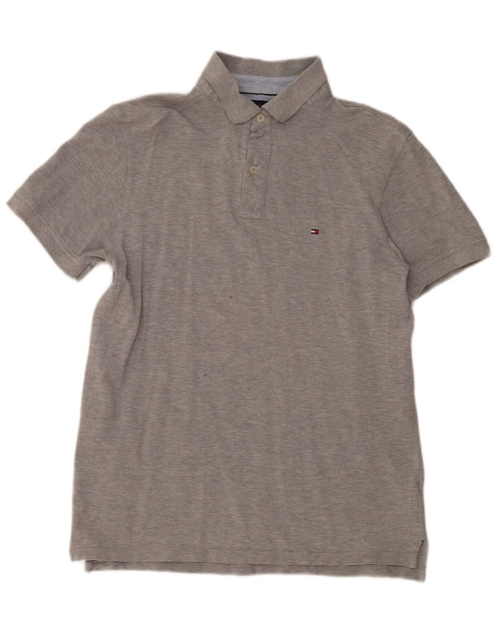 Męska koszulka polo Tommy Hilfiger Średnioszara bawełniana w plamki