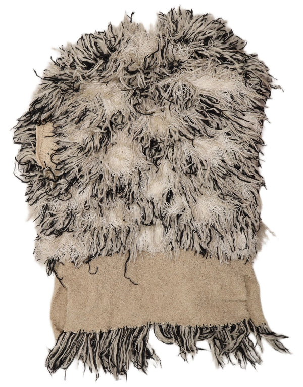 MALENE BIRGER Damski sweter rozpinany UK 10 Mały, w kolorze złamanej bieli, artystyczny