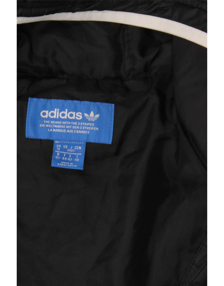 Damska kurtka z kapturem i wyściełaną Adidas UK 16, duża, czarna, poliestrowa