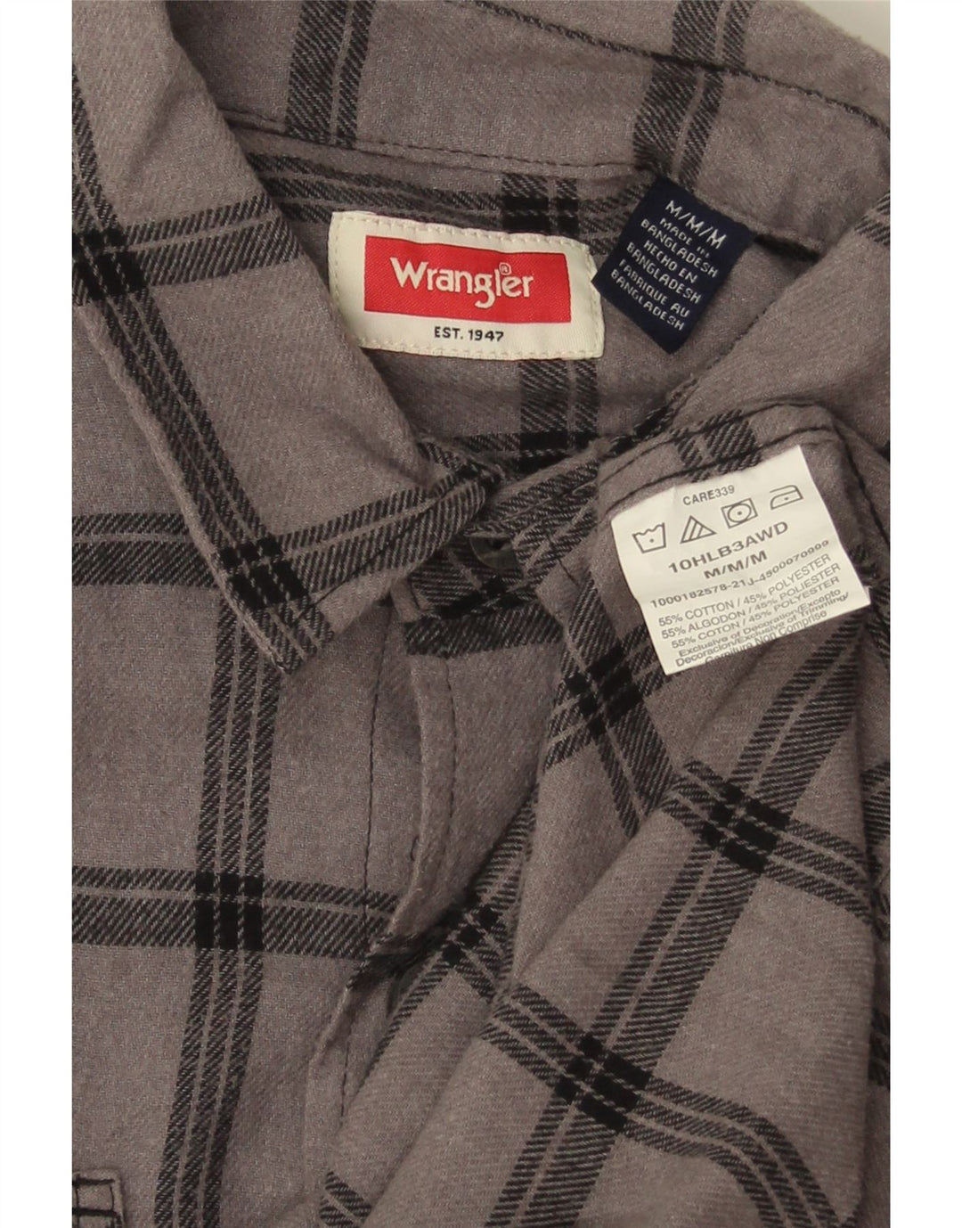 Koszula flanelowa męska Wrangler, bawełniana w szarą kratę