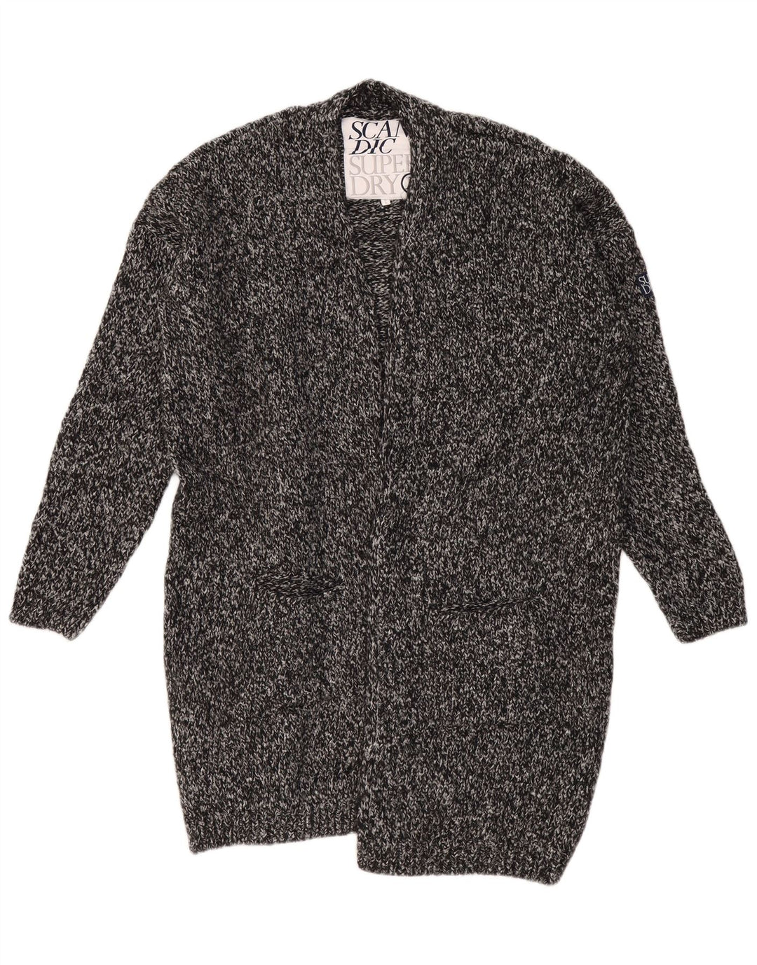 SUPERDRY Damski sweter oversize o przedłużonym kroju UK 18 XL, szary, nakrapiany