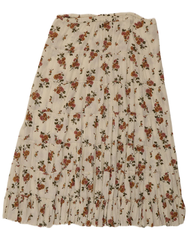 Warstwowa spódnica damska w stylu vintage z wysokim stanem W36 XL, biała w kwiaty