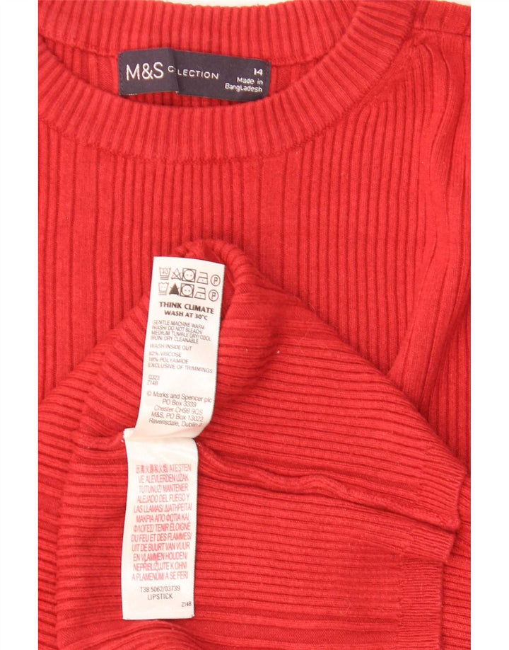 Sweter damski Marks & Spencer z okrągłym dekoltem, UK 14, średni czerwony wiskoza