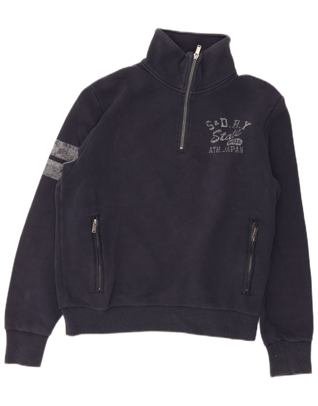 Męski sweter z grafiką Superdry, duży, granatowy, z blokami kolorów
