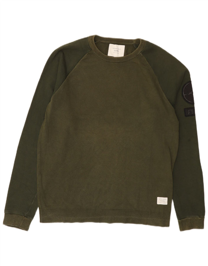 Męski sweter Jack & Jones, duży, zielony, z blokami kolorów