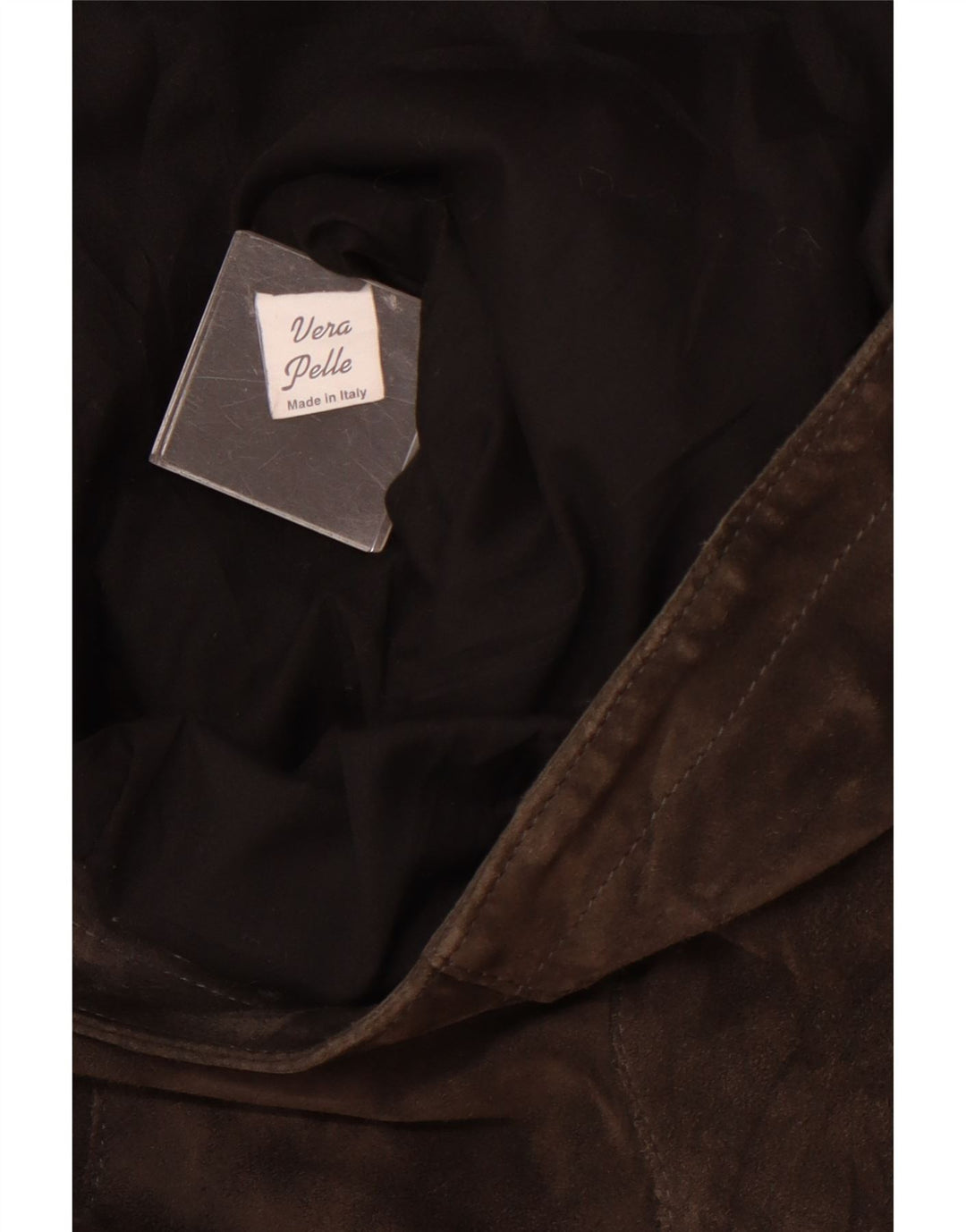 Vintage damska zamszowa kurtka UK 12, średnia brązowa skóra