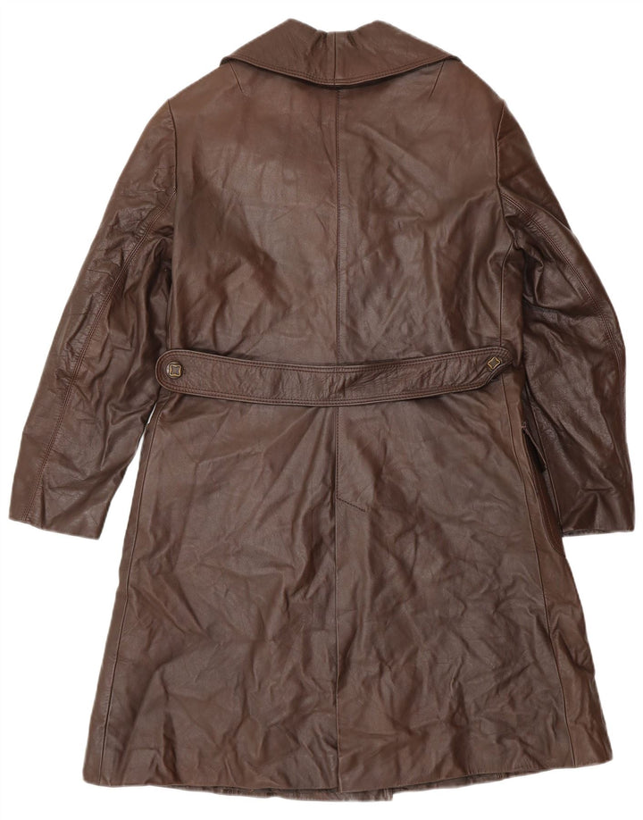 Vintage damski płaszcz skórzany UK 14 średni brąz