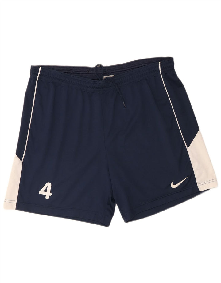 Męskie spodenki sportowe Nike, duże, granatowe, z blokami kolorów, poliestrowe