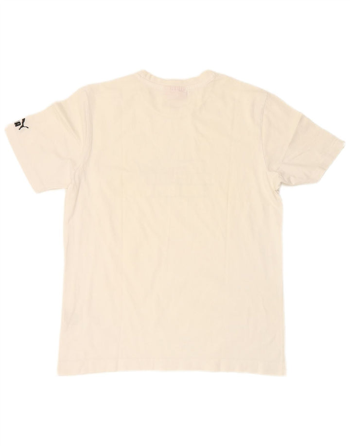 PUMA Mens Graphic T-Shirt Top Medium White Cotton