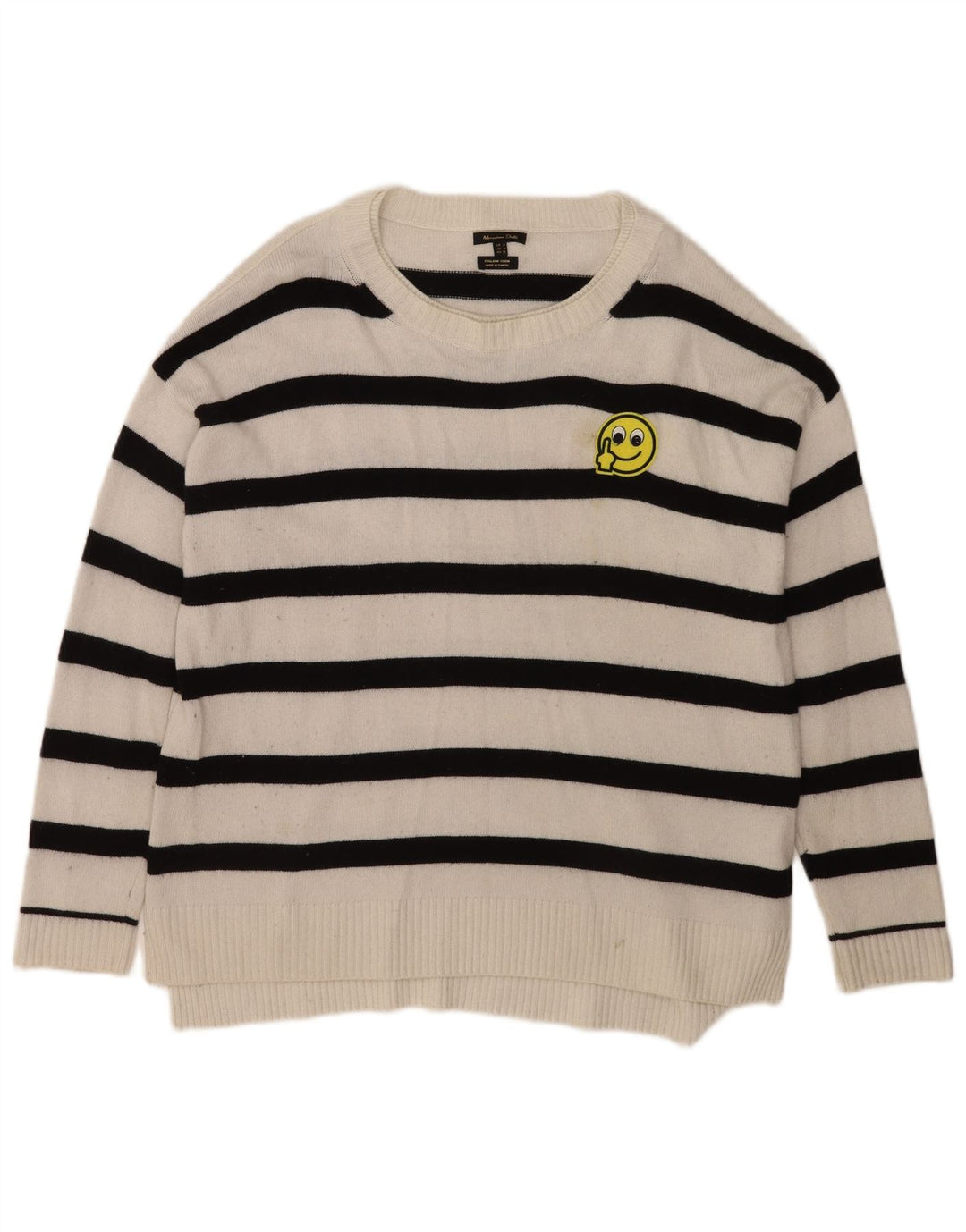 Męski sweter Massimo Dutti z dekoltem w łódkę, wiskoza w średnie białe paski