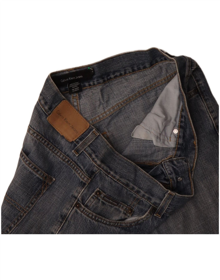 CALVIN KLEIN Męskie proste dżinsy W34 L30 Niebieskie, bawełniane