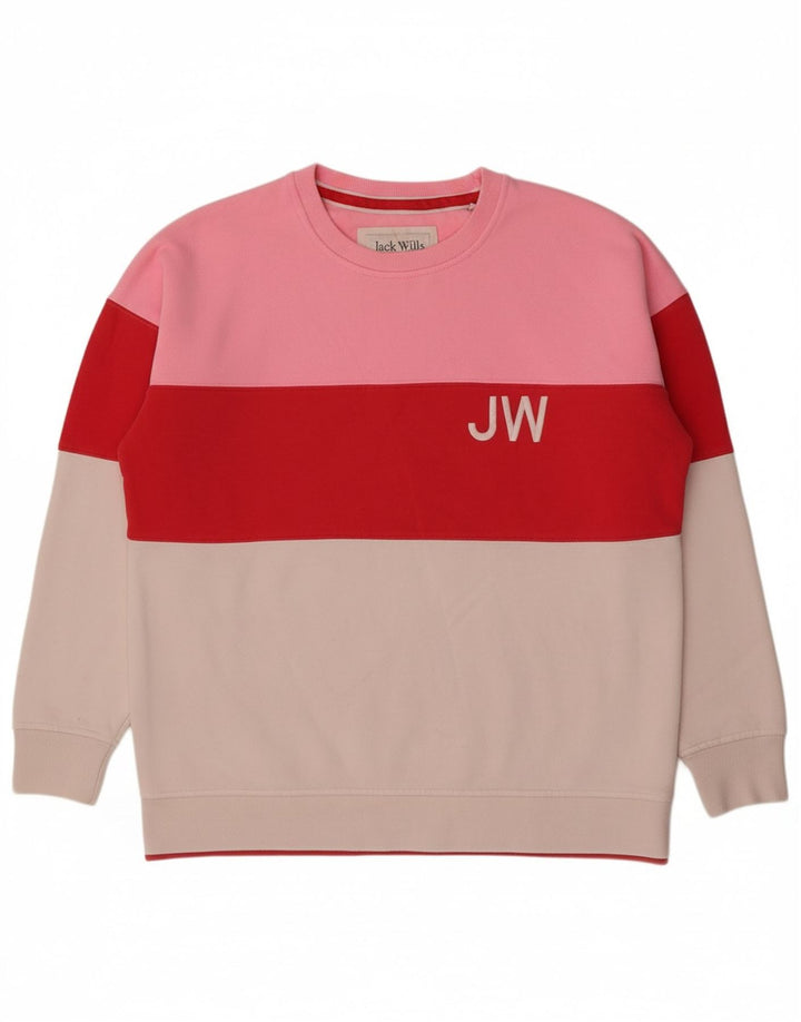 JACK WILLS Womens Oversized Sweatshirt Jumper UK 10 Small Multicoloured