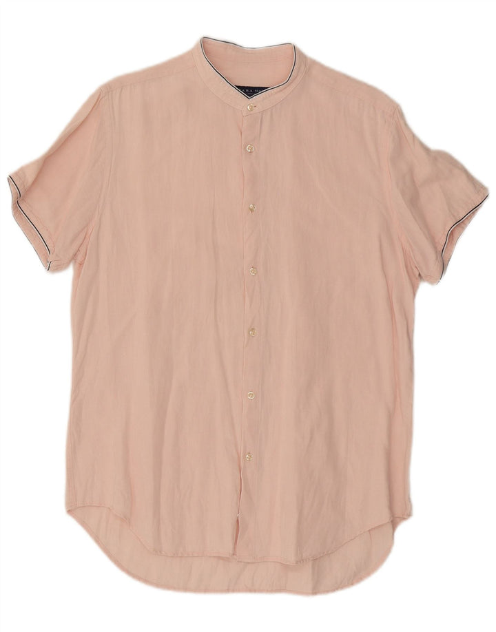 Koszula męska Zara z krótkim rękawem Slim Fit, duża, różowa