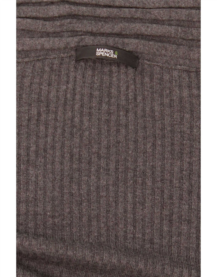 Marks & Spencer Damski asymetryczny sweter rozpinany UK 8 Small Grey
