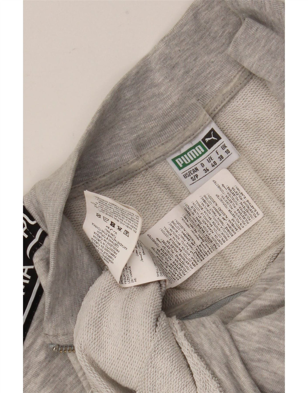 Damska bluza Puma Crop Graphic Jumper UK 10 Small Grey Colorblock