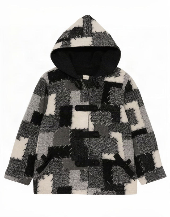 Damska kurtka wiatrówka z kapturem w stylu vintage UK 14 Średni szary patchwork