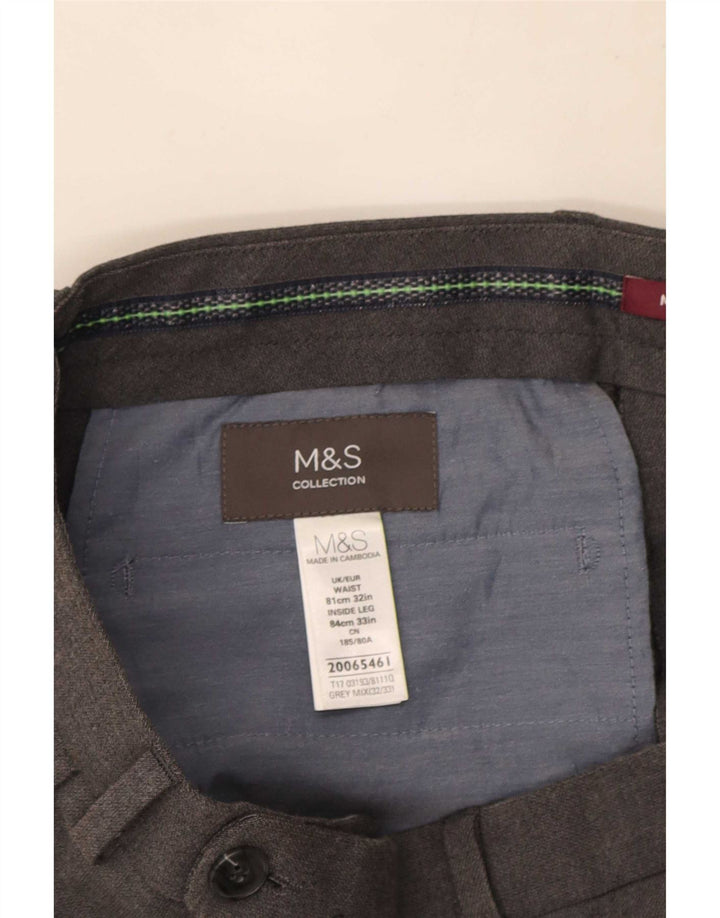 Męskie spodnie garniturowe Marks & Spencer W32 L33 Szary poliester