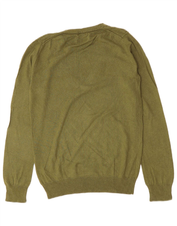 Sweter damski Massimo Dutti z dekoltem w kształcie litery V, UK 12, średni zielony jedwab