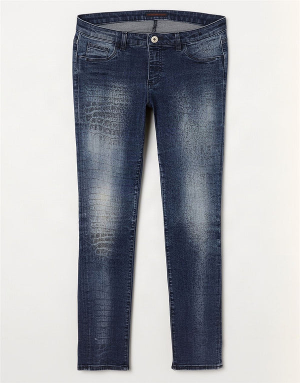 Damskie jeansy Skinny Trussardi W34 L31 Granatowy nadruk zwierzęcy