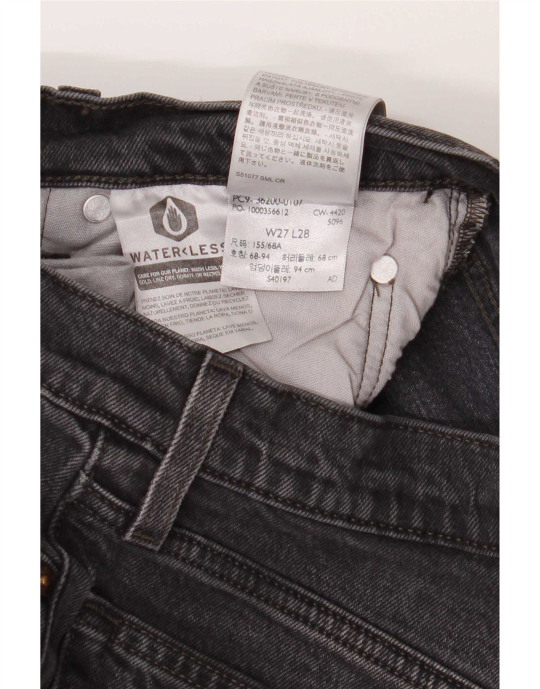 Damskie jeansy Levi's 501 Straight W27 L28 Szara bawełna