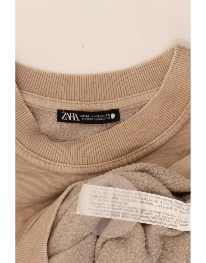 Damska bluza oversize Zara UK 14, średnia beżowa bawełna