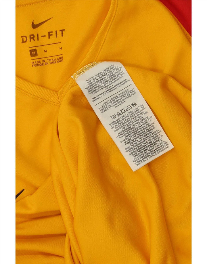 Męski T-shirt Nike Dri Fit Top, średni żółty poliester z blokami kolorów