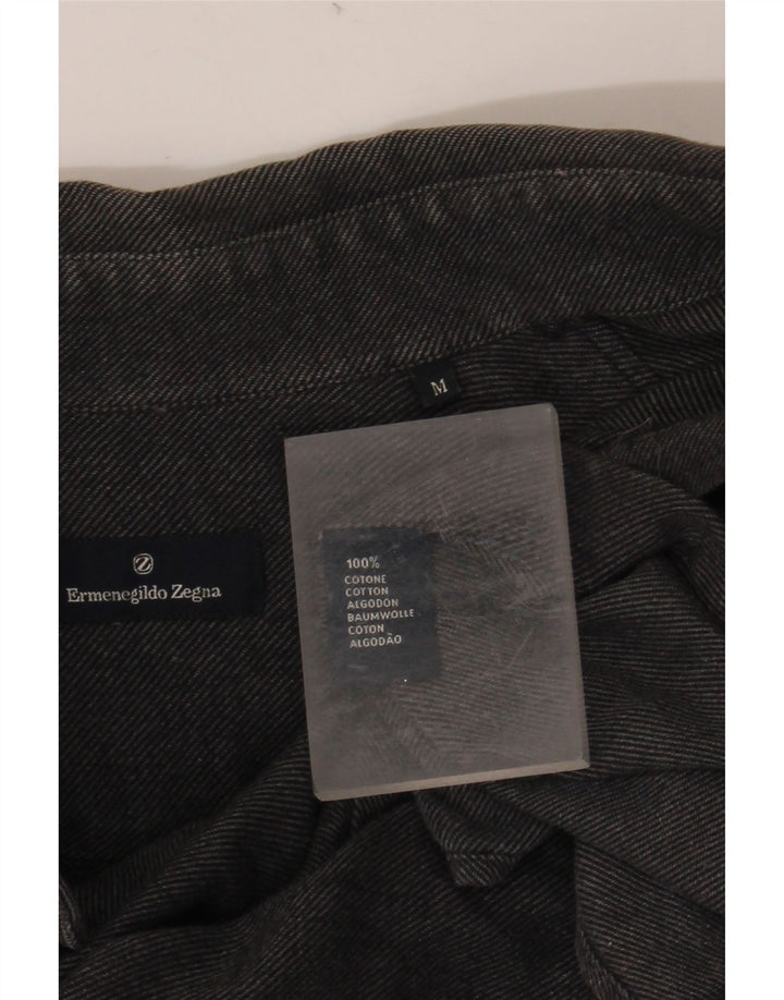 Koszula męska ERMENEGILDO ZEGNA Średnioszara, bawełniana w prążki