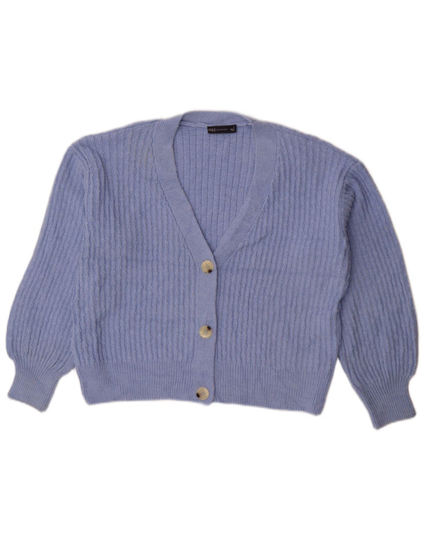 Marks & Spencer Damski sweter typu Crop Oversized Cardigan UK 14 Średni Niebieski